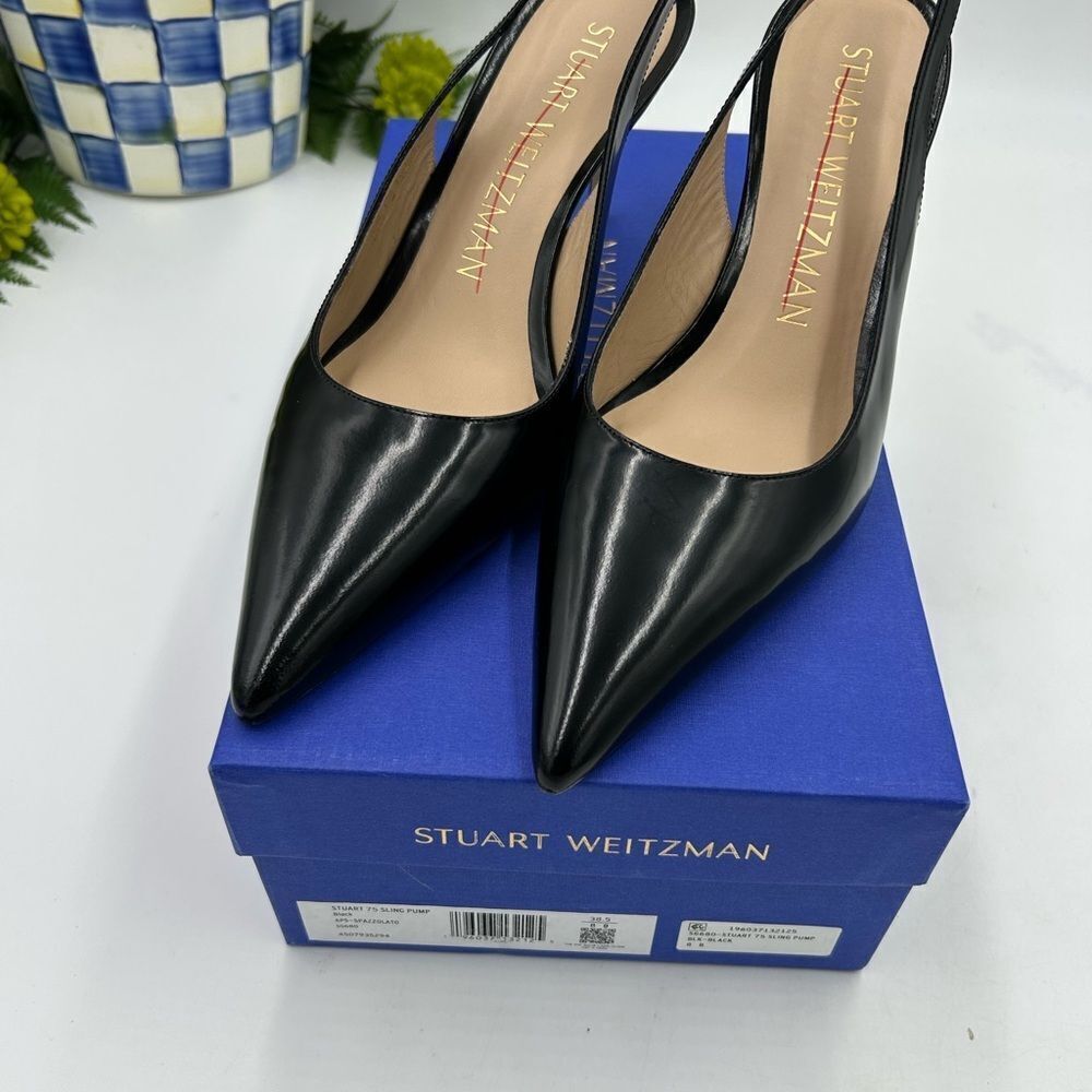 Women’s Stuart Weitzman sling back leather 75 mm heels size 8 made in Spain - Picture 10 of 12